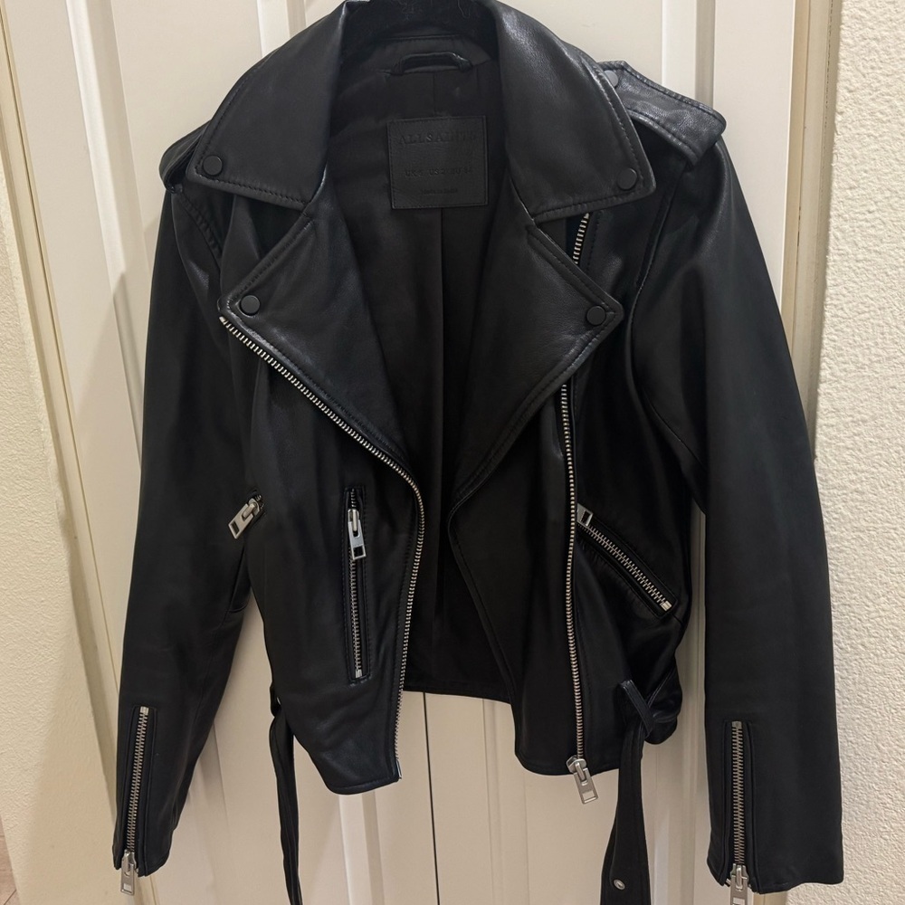 All Saints Balfern Leather Biker Jacket | AllSaints - Picture 5 of 14